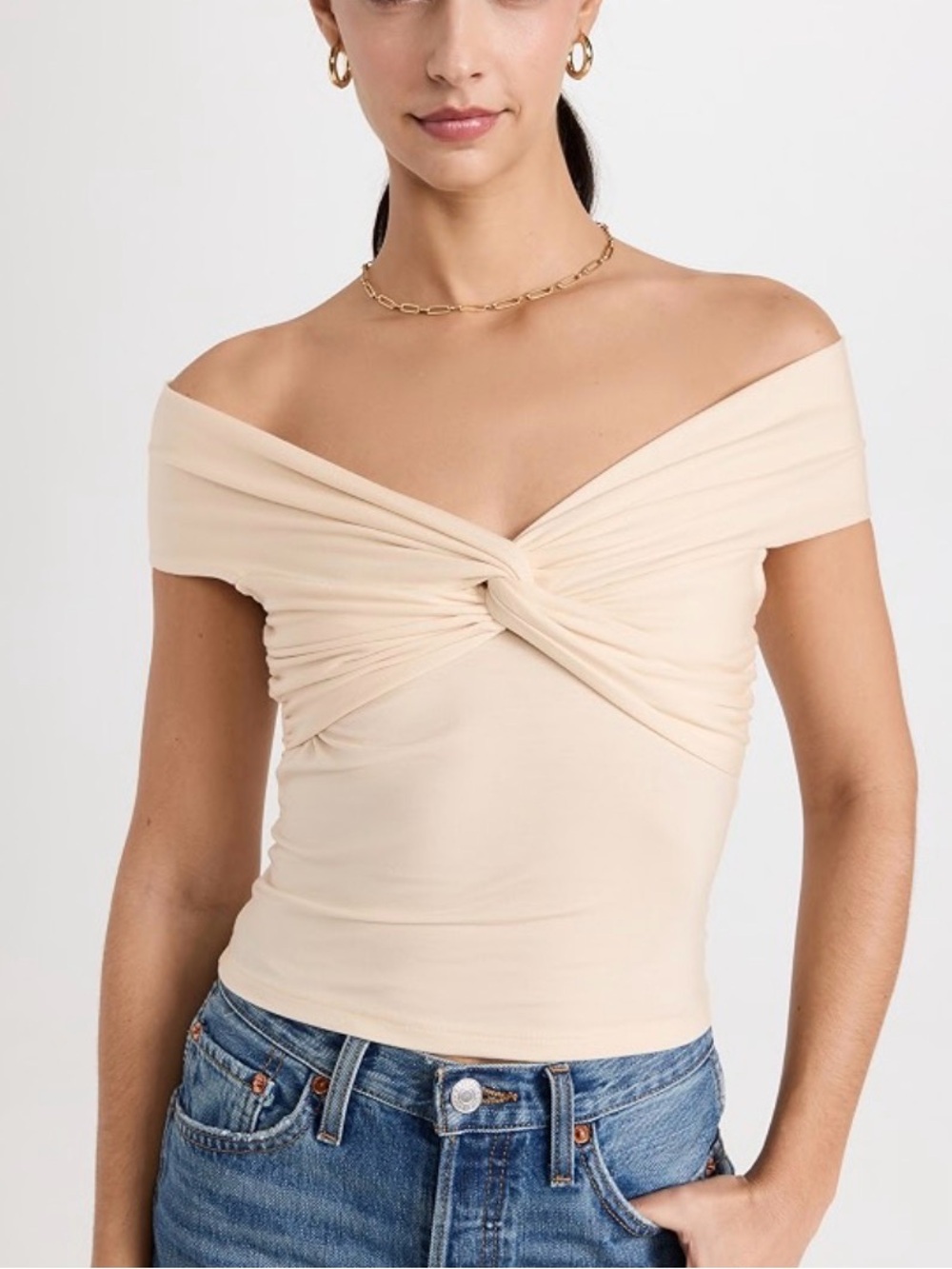 Reformation Ezlynn Knit Top in Cream